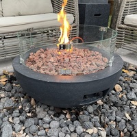 Brasero à gaz liquéfié 70 cm, flamme réelle, foyer extérieur rond pour cour, villa, maison d'hôtes