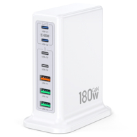 Adaptateur mural de charge rapide HNT 180W GAN 7 en 1 Chargeur pour ordinateur portable Adaptateur de voyage 3A4C Charge rapide pour Macbook/iPhone/Samsung
