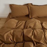 Ensemble de literie 100% coton, draps de lit en coton pur marron pour hôtel