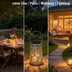 Lanterne solaire d'extérieur, étanche, en métal, lumière solaire pour patio, cour, véranda, décoration de jardin, <span class=keywords><strong>Noël</strong></span>, anniversaire - Product Image 5