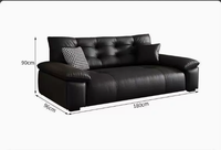 Nuevo Sofá Recto de Cuero Genuino de Primera Calidad, Estilo Neo Mid Century Cloud, Sofá Tapizado Minimalista para Sala de Estar