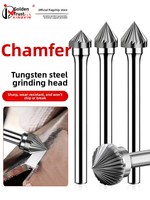 Tête de chanfreinage et d'ébavurage électrique pneumatique en acier au tungstène, carbure, 90 degrés, pour le dégrossissage de moules, pointe montée