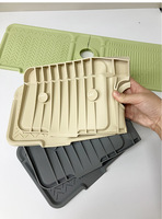 Tapis de récupération des gouttes en caoutchouc de silicone pour robinet avec support anti-éclaboussures pour éponge et savon vaisselle, accessoires d'évier de cuisine