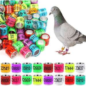 <span class=keywords><strong>Bague</strong></span> d'identification pour oiseaux en aluminium personnalisée, fermée, avec logo gravé au laser, numéro, bande de pied pour perroquet, fournitures pour oiseaux - Product Image 1