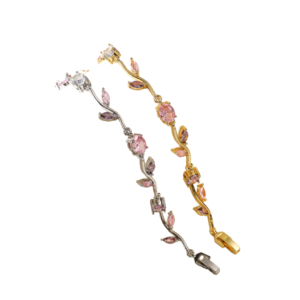 Haomi-Pulsera de circonia cúbica multicolor chapada en oro de 18 quilates para mujer, joyería de eslabones de cadena de flores de latón para aniversarios - Product Image 2