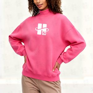Pull molletonné surdimensionné à col roulé tricoté pour femme, idéal pour l'hiver, avec impression de logo personnalisée sur le devant – Grande Vente - Product Image 2