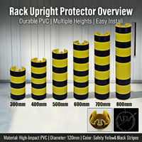 Protection de colonne en PVC pour extrémité d'allée, pare-collision pour chariot élévateur, protecteur vertical de sécurité jaune pour rayonnage avec bandes de signalisation