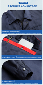 Combinaisons <span class=keywords><strong>de</strong></span> <span class=keywords><strong>travail</strong></span> pour hommes personnalisées, à manches longues, boutonnées, pour mécaniciens automobiles, techniciens <span class=keywords><strong>de</strong></span> réparation, en coton - Product Image 3