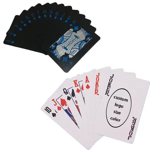 Crie seus próprios cartões de pôquer Custom Made Brilho Escuro Cartas Ouro Preto Branco Prata Sublimação Publicidade Baralho deck blue
