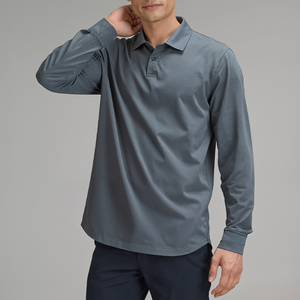 Polo de manga larga de algodón mercerizado doble de lujo con cremallera personaliza tu diseño Polo de algodón mercerizado de la mejor calidad para hombre - Product Image 1