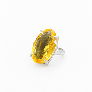 Anillo de doble barril con piedra facetada de citrino en plata 925, regalo para el Día de la Madre, joyería de cristal, anillo de gema. - Product Image 2
