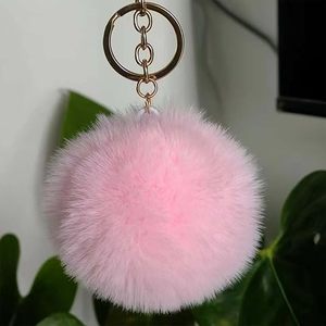 Porte-clés Pompon Coloré en Fausse Fourrure de Lapin, Anneau de Clé de Voiture en Peluche Douce, Breloque de Sac à Main - Product Image 5