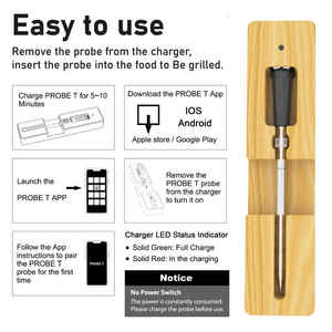 Rango de 100 pies <span class=keywords><strong>para</strong></span> termómetro de <span class=keywords><strong>carne</strong></span> inalámbrico, termómetros de cocina, estaca <span class=keywords><strong>para</strong></span> <span class=keywords><strong>asar</strong></span> con instrumento de temperatura de plástico - Product Image 2