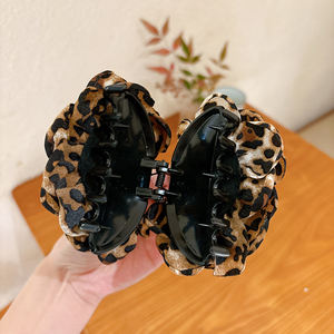 Pinza de pelo de flor a cuadros de tela con clip de cola de caballo Premium con estampado de leopardo a la moda Simple para mujer garra de pelo de flor de temperamento coreano - Product Image 4