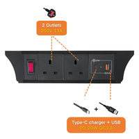 Alimentation électrique britannique d'usine sous la bande d'alimentation de bureau avec PD20W USB-C/amovible suspendu sous la prise britannique de montage de bureau avec charge rapide