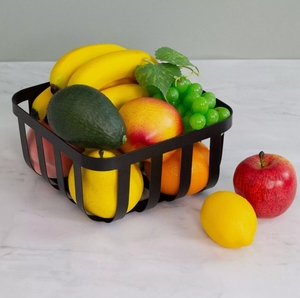 Porte-toasts à 6 tranches et panier à <span class=keywords><strong>fruits</strong></span> carré Rangement à domicile Organisateur en métal Ensemble Fer noir Essentiels de cuisine - Product Image 4