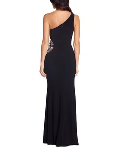 Abito da Sera Sexy Metro per Donne, Elegante <span class=keywords><strong>Vestito</strong></span> <span class=keywords><strong>Monospalla</strong></span> <span class=keywords><strong>con</strong></span> Dettaglio a Specchio Spezzato, Senza Maniche, <span class=keywords><strong>con</strong></span> Cerniera e <span class=keywords><strong>Spacco</strong></span> <span class=keywords><strong>Lungo</strong></span> - Product Image 2