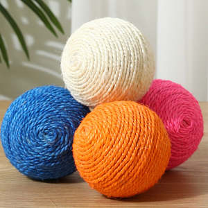 HIPHOPPET 8cm grande palla di Sisal giocattoli per gatti interattivi resistenti al morso palla da graffio per gattini cuccioli resistente artiglio giocattolo corda - Product Image 5