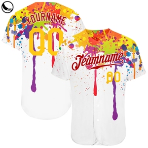 T-shirt de baseball personnalisé en polyester respirant imprimé numériquement, dégradé de couleurs, avec logo et nom brodés, unisexe - Product Image 5