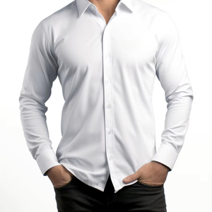 <span class=keywords><strong>Camisa</strong></span> Blanca Clásica <span class=keywords><strong>para</strong></span> Hombre, Manga Larga, Color Sólido, Mezcla de Algodón Suave, Transpirable, Ajuste Cómodo, <span class=keywords><strong>Camisa</strong></span> Formal - Product Image 3
