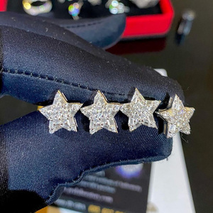 Hot bán vvs moissanite cụm Bông tai đinh tán Iced ra vòng rực rỡ cắt kim cương hoa bông tai - Product Image 4