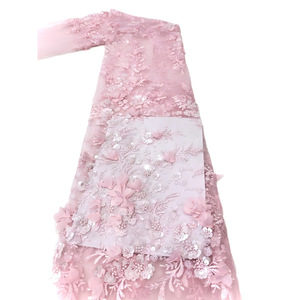 2025 dernière perle 3D stéréoscopique fleur paillettes tissu robe français haut de gamme tissu - Product Image 5