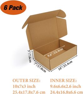Boîtes cadeaux en carton moyen personnalisées, lot de 6, 10x7x3 pouces, marron, avec fermeture <span class=keywords><strong>à</strong></span> languette, pour emballage et expédition - Product Image 2