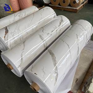 Lapisan dekoratif PVC marmer penyepuhan putih sangat mengkilap untuk Panel dinding 0.14mm desain batu tahan air PVC Laminating Sheet Roll - Product Image 1