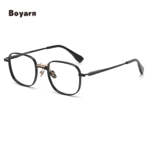Fábrica Boyarn, venta al por mayor, Unisex, <span class=keywords><strong>Retro</strong></span>, Cuadrado de negocios, acetato de titanio, gafas ópticas, montura de gafas en Stock - Product Image 6