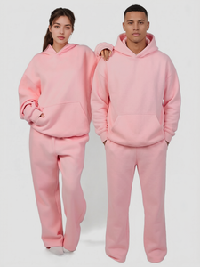 Set Personalizzato da <span class=keywords><strong>Donna</strong></span> con Felpa e Pantaloni Rosa, Tuta Invernale in Due Pezzi, Set Unisex in Spesso Tessuto French Terry - Product Image 3