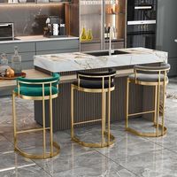 Tabouret de bar moderne de luxe, chaise haute pour îlot de cuisine, chaise de bar en métal doré