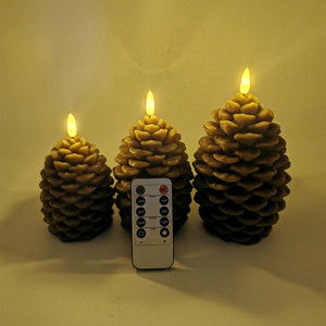 New Style 3 D Bullet Flame Pillar Black Wick Led <strong>Pine</strong> Cone <strong>Candle</strong> - Product Image 5