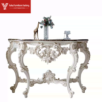 Table d'entrée en marbre de style rococo français, table sculptée en bois massif de style cour européenne, table de vue pour entrée de villa