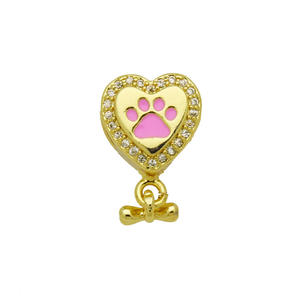 HD355, Colgante de Oro de 18K con Forma de Corazón y Pata de Oso, con Circonitas de Colores, para Pulseras y Collares DIY, Accesorios para Mujer - Product Image 4