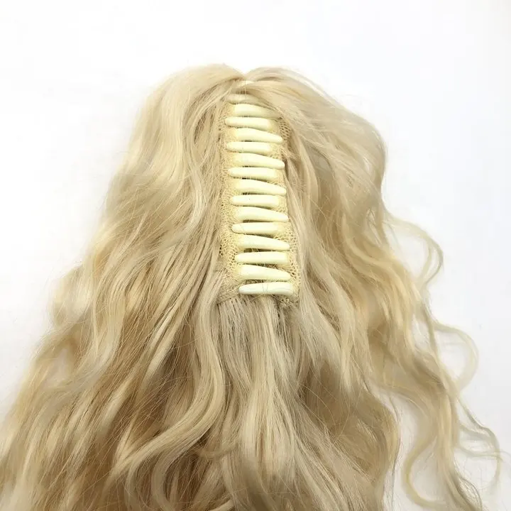 LONGFOR Productos listos para enviar Extensiones de cabello humano real Clip de garra de cabello en cola de caballo ondulada