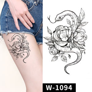 Tatouages temporaires floraux pour femmes élégantes Autocollants d'art corporel réalistes imperméables Conception de papier sexy et à la mode - Product Image 1