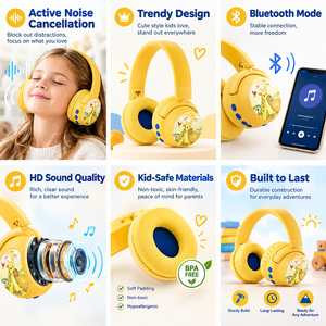 Casque Bluetooth léger et réglable pour enfants, casque sans fil supra-auriculaire à réduction de bruit ANC, audio stéréo HD pour enfants - Product Image 5