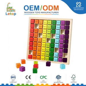 Tavola di moltiplicazione in legno per bambini, giocattolo Montessori per l'apprendimento della matematica, 100 blocchi, gioco di logica aritmetica, set regalo educativo prescolare - Product Image 1