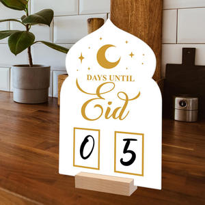 Cadeaux de compte à rebours pour le jour islamique du Suhoor et de l'Iftaar, ornement de table musulman pour le Ramadan, calendrier réutilisable en acrylique Ramadan Mubarak - Product Image 3