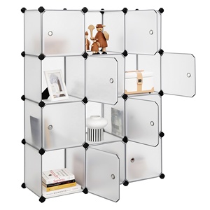 Tủ sách lắp ghép SONGMICS, tủ nhựa tự lắp ráp cho phòng ngủ, phòng khách, hệ thống lưu trữ dạng khối có cửa - Product Image 1