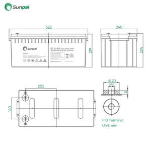 แบตเตอรี่ซันพัลโซลาร์ ดีพไซเคิล ลีดคาร์บอน 12V 100Ah 150Ah 200Ah สำหรับเครื่องใช้ไฟฟ้าภายในบ้าน แบบปิดผนึก AGM อายุการใช้งาน 15 ปี - Product Image 2