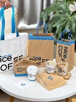 Sac en papier kraft avec poignée recyclée écologique, logo personnalisé, boîte alimentaire de luxe personnalisée, emballage à emporter et cadeau/artisanat pour boutique de desserts