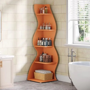 Étagère d'angle SENYU, bibliothèque d'angle murale moderne à 5 niveaux, élégante petite bibliothèque d'angle, étagère de rangement - Product Image 1