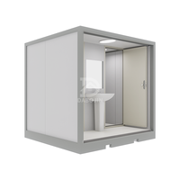 Toilettes conteneurisées portables modernes à double cabine avec lavabo à chasse rapide, installation facile pour extérieur, parc, chantier, bureau