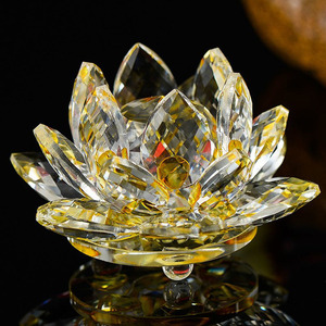 Artigianato floreale fermacarte in vetro Fengshui ornamenti figurine casa decorazioni per feste di nozze regali Souvenir Crystal Lotus - Product Image 5