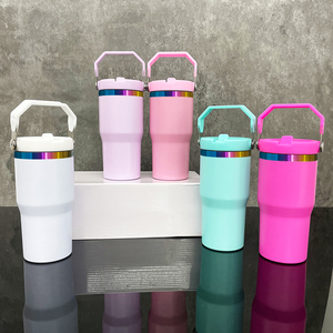 Gobelet en paille plaqué arc-en-ciel 20oz pour enfants bouteille d'eau en acier inoxydable isolée sous vide tasse de voyage sportive à double paroi - Product Image 2