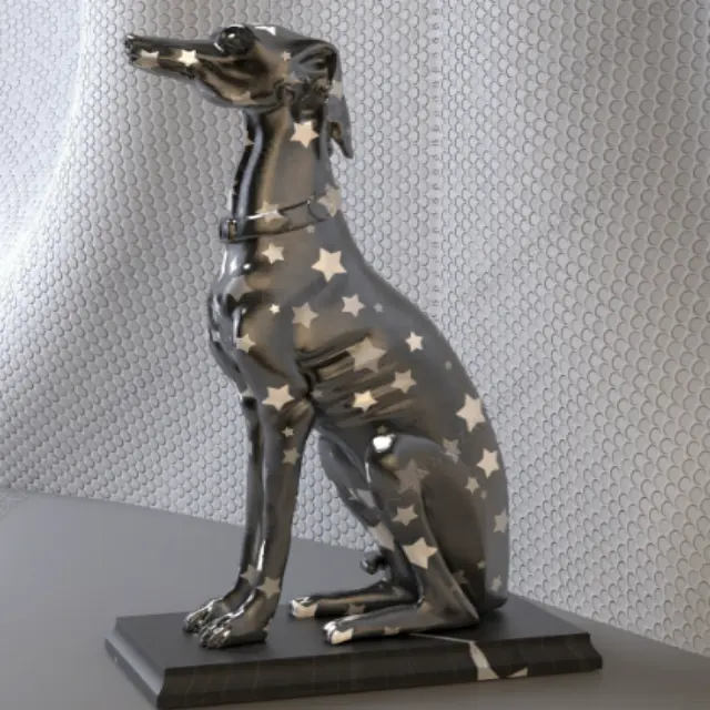 Escultura de cachorro em aço inoxidável para decoração de interiores, estátua de arte animal em metal polido personalizada em tamanho real