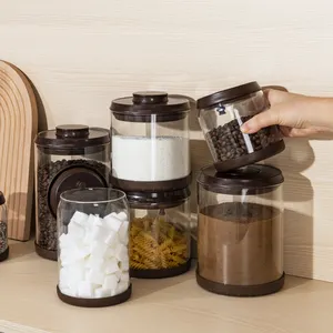 Nuevo diseño organizador de almacenamiento de cocina sello transparente hermético contenedor de almacenamiento de alimentos tarro de vidrio de café de borosilicato de grado alimenticio