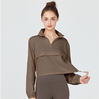 Veste zippée coupe-vent, imperméable et anti-UV pour le printemps/été, idéale pour le fitness et la course à pied ; col montant, cordon de serrage, séchage rapide