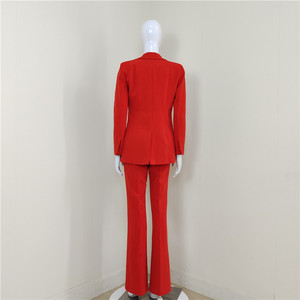 A4424 <span class=keywords><strong>pantaloni</strong></span> a due pezzi con bottone singolo scollo a V rosso abiti donna abbigliamento natalizio abito da donna - Product Image 4